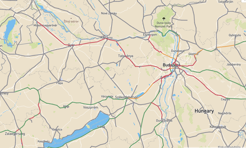 Example of a draft capacity model for MÁV Hungary published in ECMT - Network overview generated for 15 April 2025