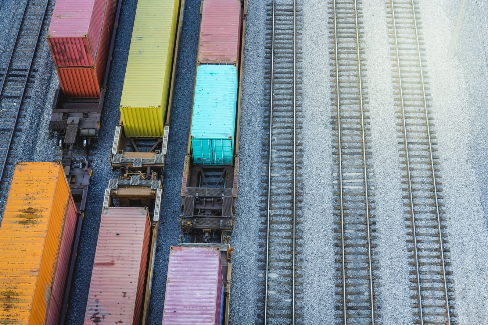 freight containers on railway tracks