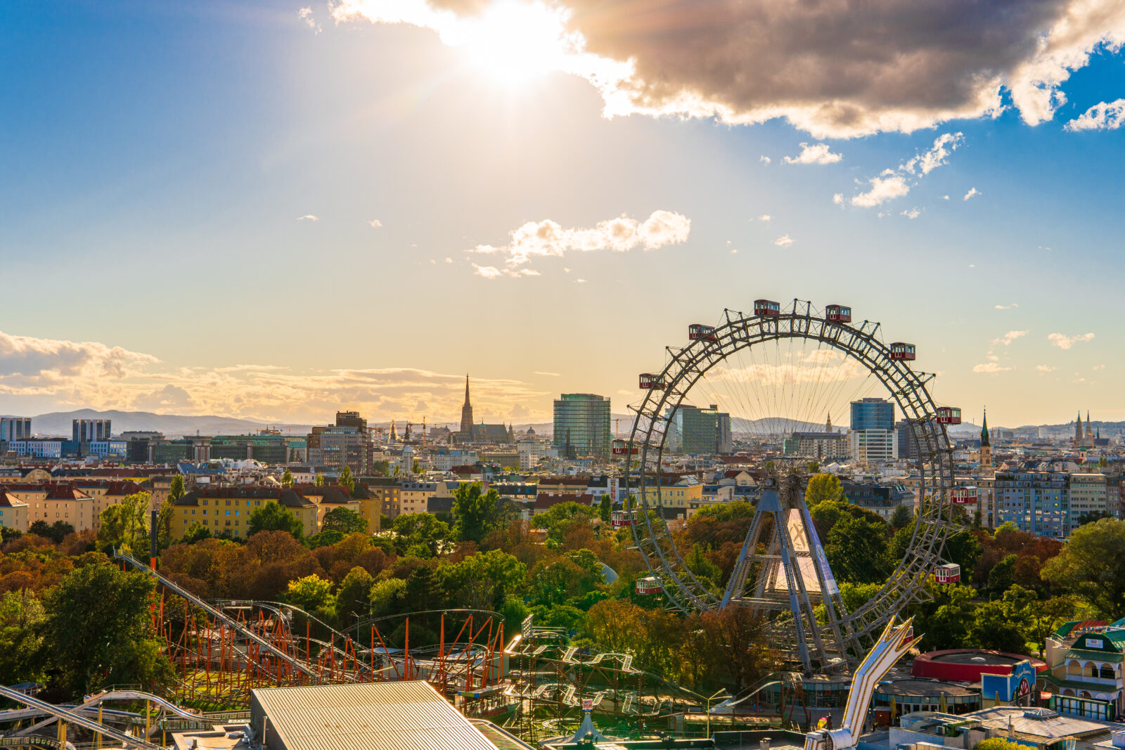 skyline of Vienna in evening light