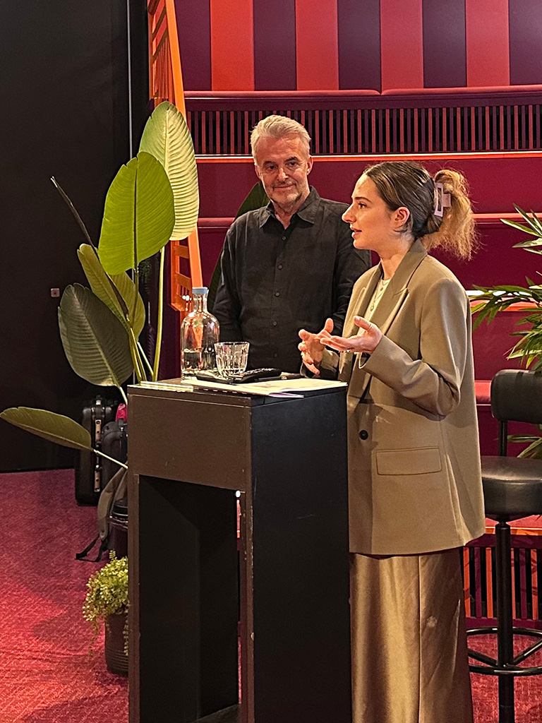 Joachim Kroll and Artemis Kottas giving the Closing speech at the RNE Summer Academy 25