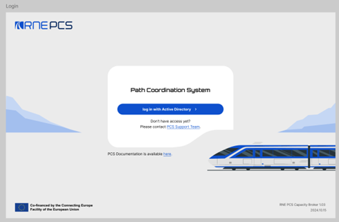 screenshot of the PCS entry page
