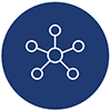 blue circle with a network icon