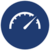 blue circle with a speed icon
