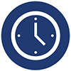 blue circle with a time icon